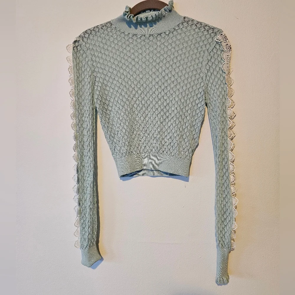 Zara semi sheer crochet lace top